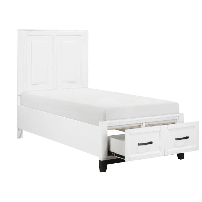 1450WHT-1-Youth (3) Twin Platform Bed with Footboard Storage - Image 3