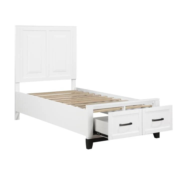 1450WHT-1-Youth (3) Twin Platform Bed with Footboard Storage - Image 6