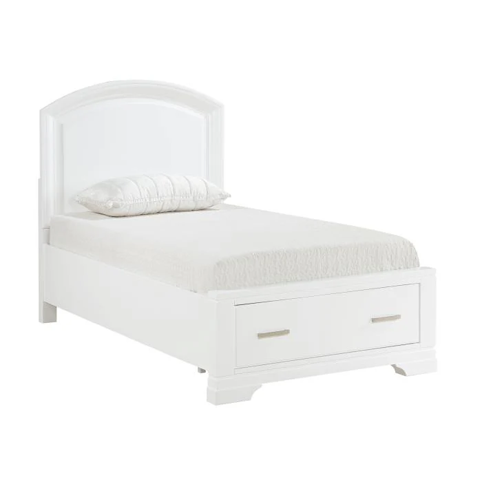 1520WHT-1-Youth (3) Twin Platform Bed with Footboard Storage - Image 2