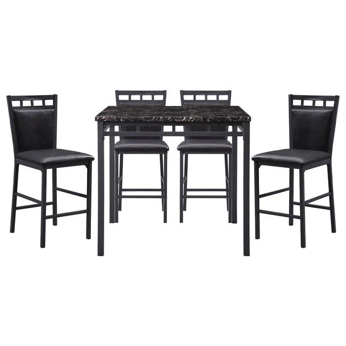 5275-36 - 5-Piece Pack Counter Height Set, Faux Marble Top