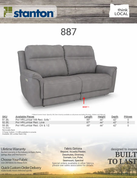 Stanton 887 Sofa – Shown in Beyond Granite - Image 3