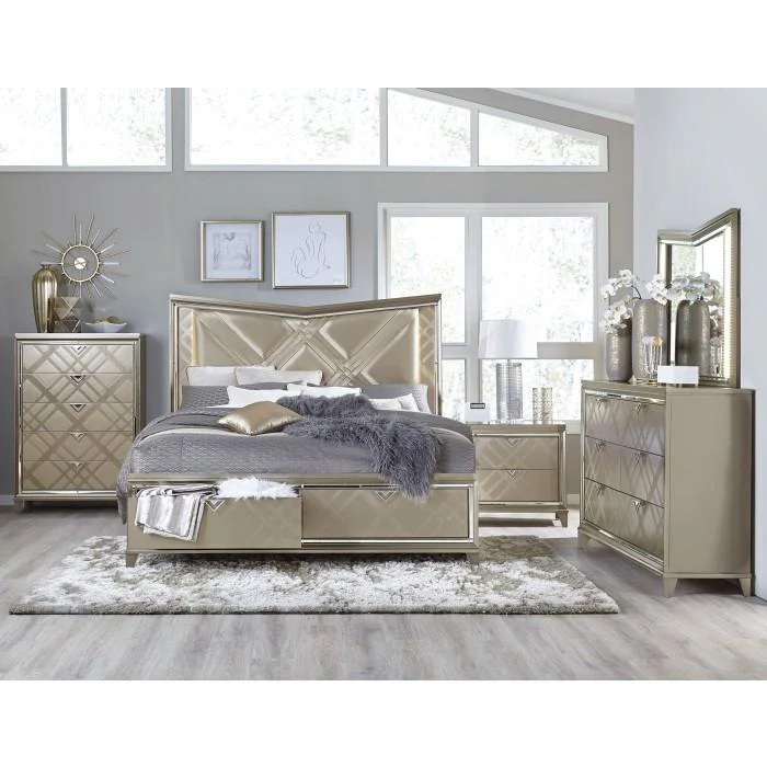 Bijou (3) California King Platform Bed with LED Lighting and Footboard Storage - Image 6