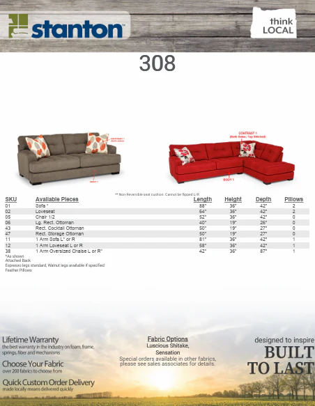 Stanton 308 Sofa - Shown in Diver Charcoal - Image 4