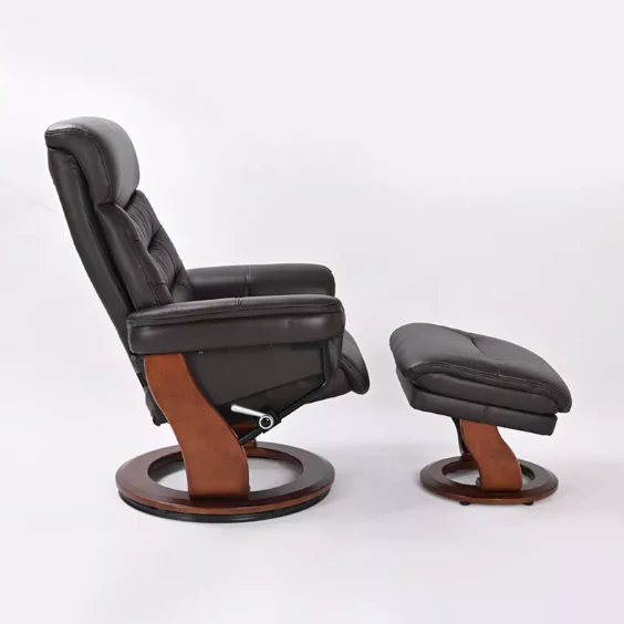 Happy - Leather Stressless Recliner with Ottoman by Benchmaster - Image 9