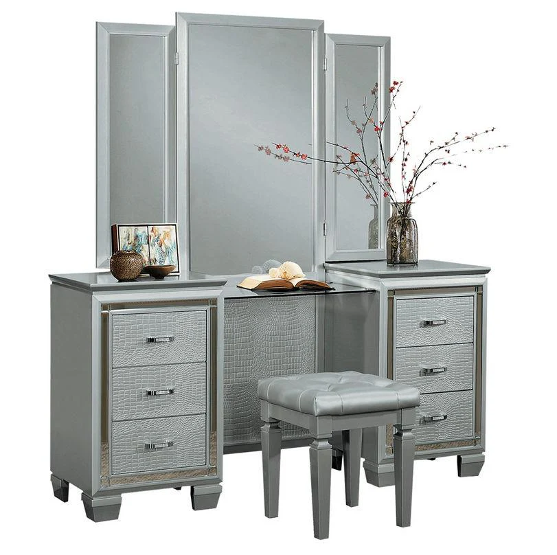 Allura Vanity Stool in Silver 1916-14 - Image 2