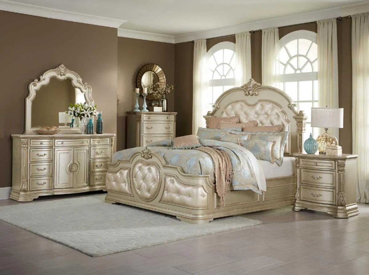 Antoinetta Queen Panel Bed in Champagne Wood 1919NC-1 - Image 2