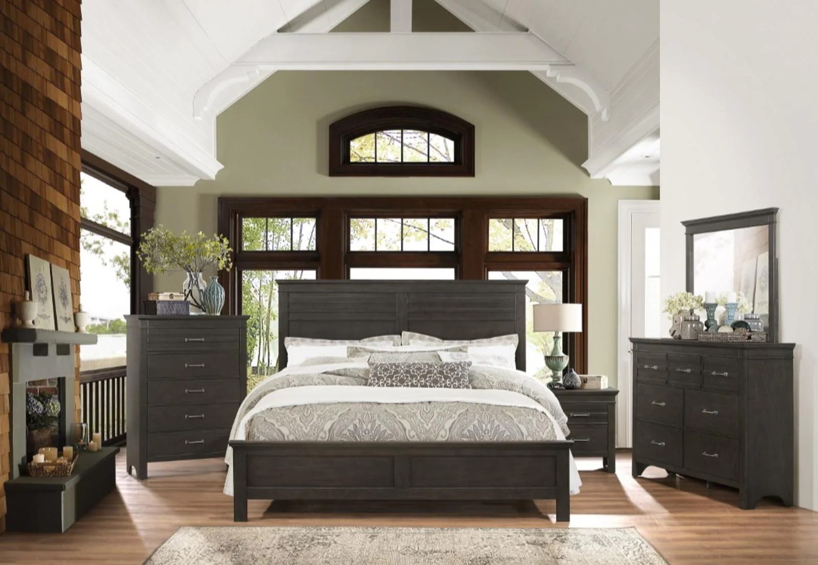 Blaire Farm King Panel Bed in Saddle Brown Wood 1675K-1EK - Image 3