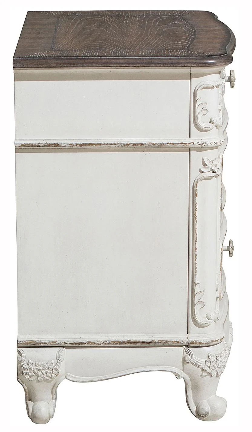 Cinderella Night Stand in Antique White with Grey Rub-Through 1386NW-4 - Image 4