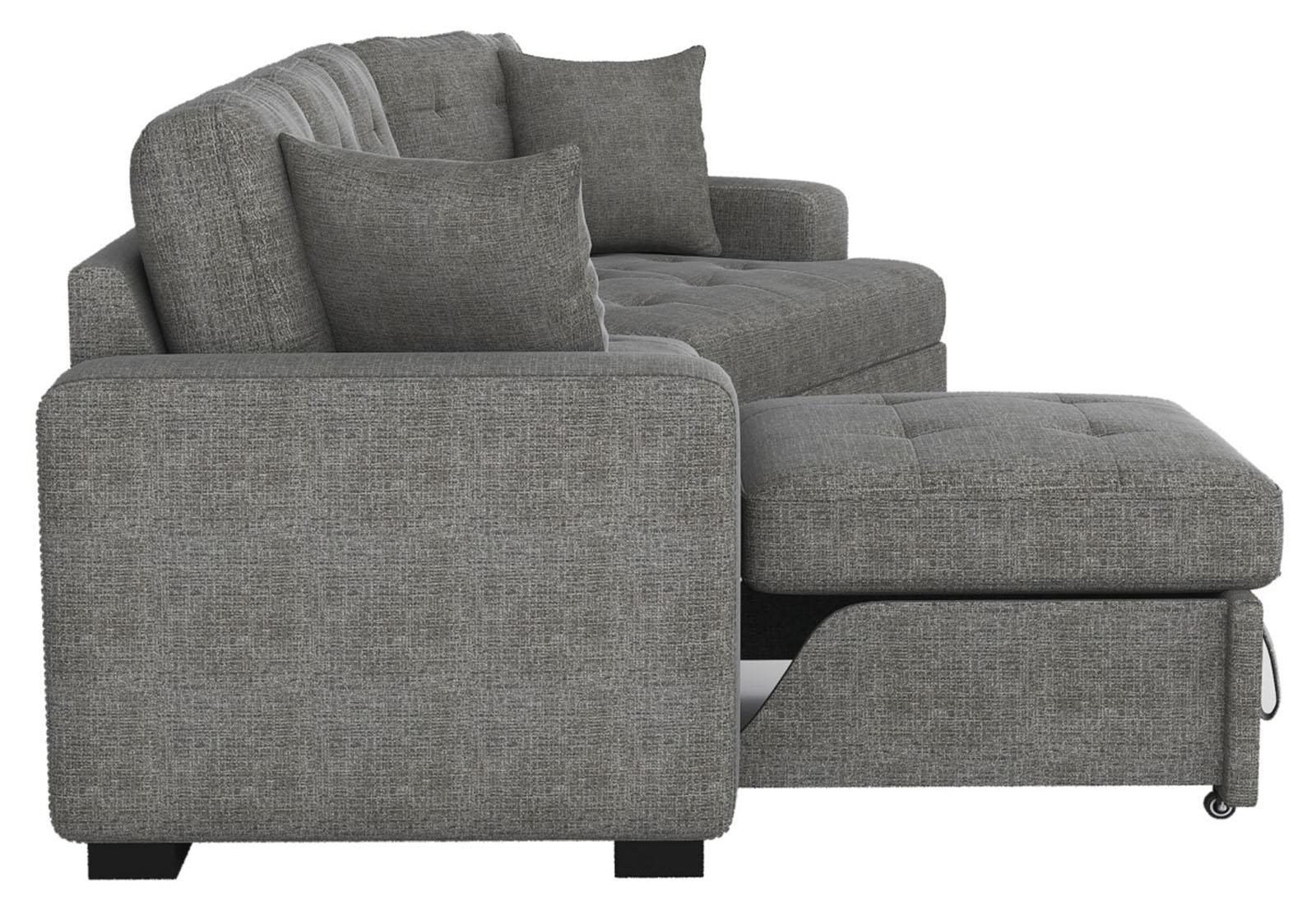 Logansport Left Side 2-Seater with Pull-out Ottoman and 1 Pillow in Gray 9401GRY-2L - Image 2
