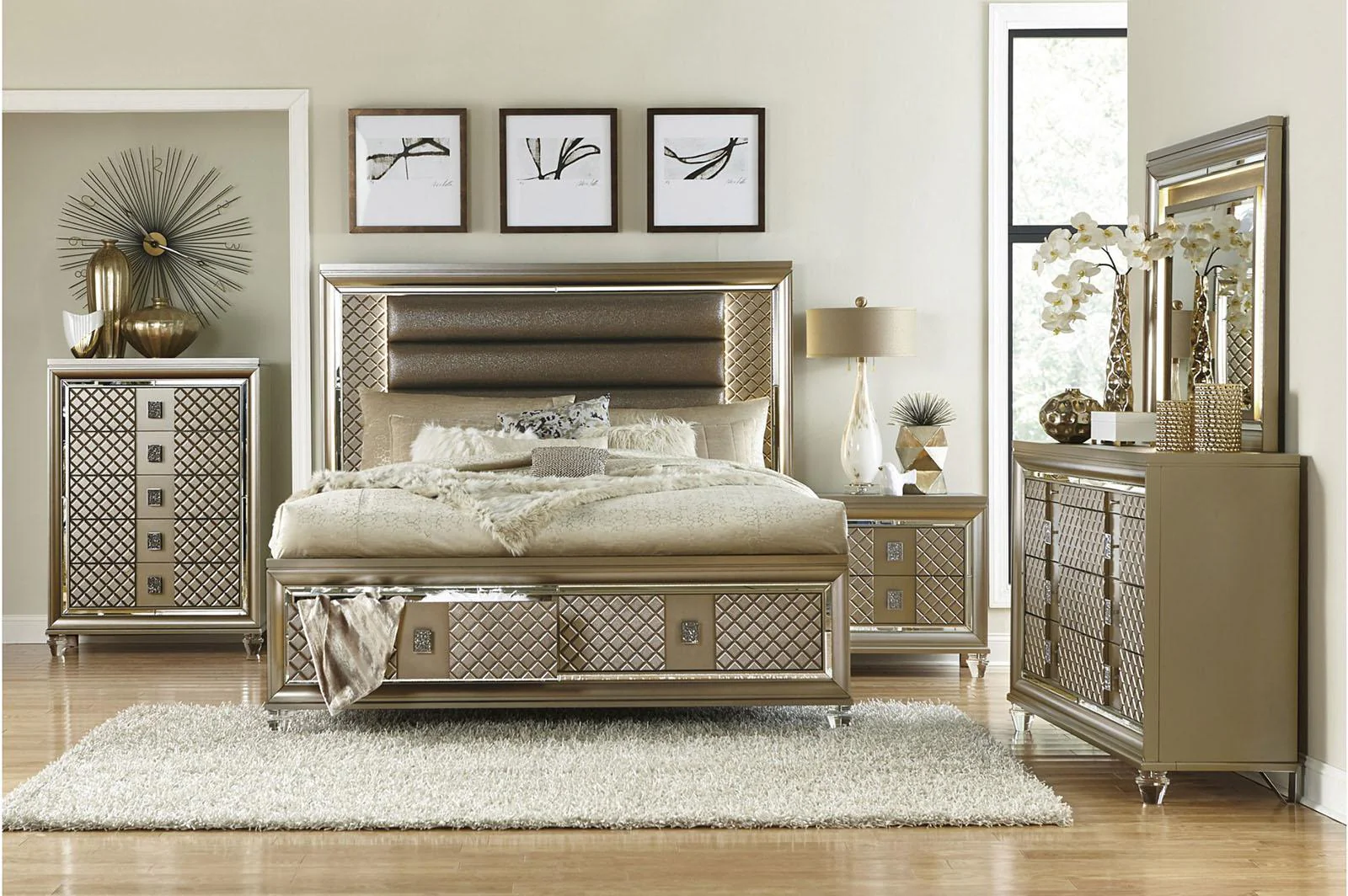 Loudon 5 Drawer Chest in Champagne Metallic 1515-9 - Image 2