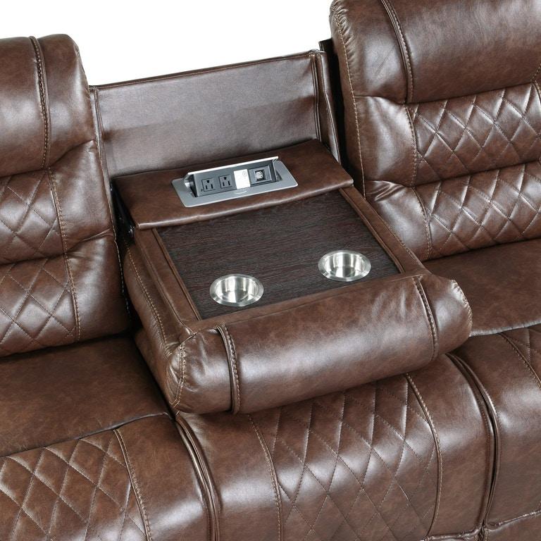 Putnam Power Double Reclining Sofa with Drop-Down in Brown 9405BR-3PW - Image 2