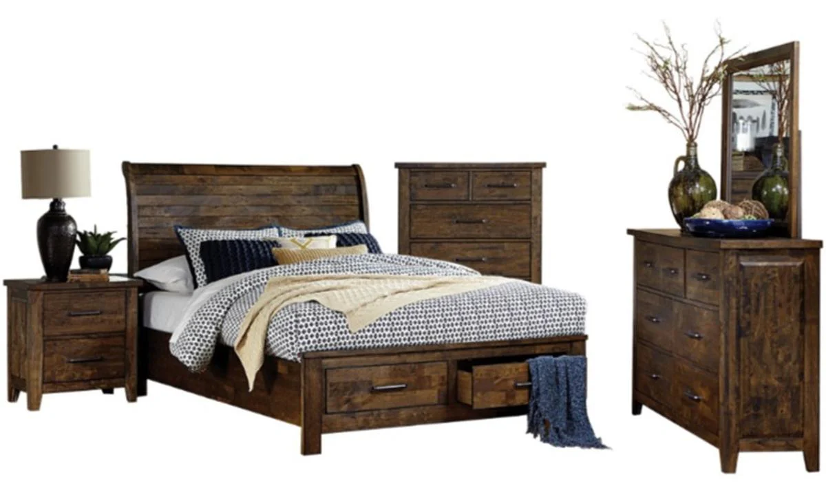 Jerrick King Sleigh Platform Bed with Footboard Storage in Burnished Brown 1957K-1EK - Image 2