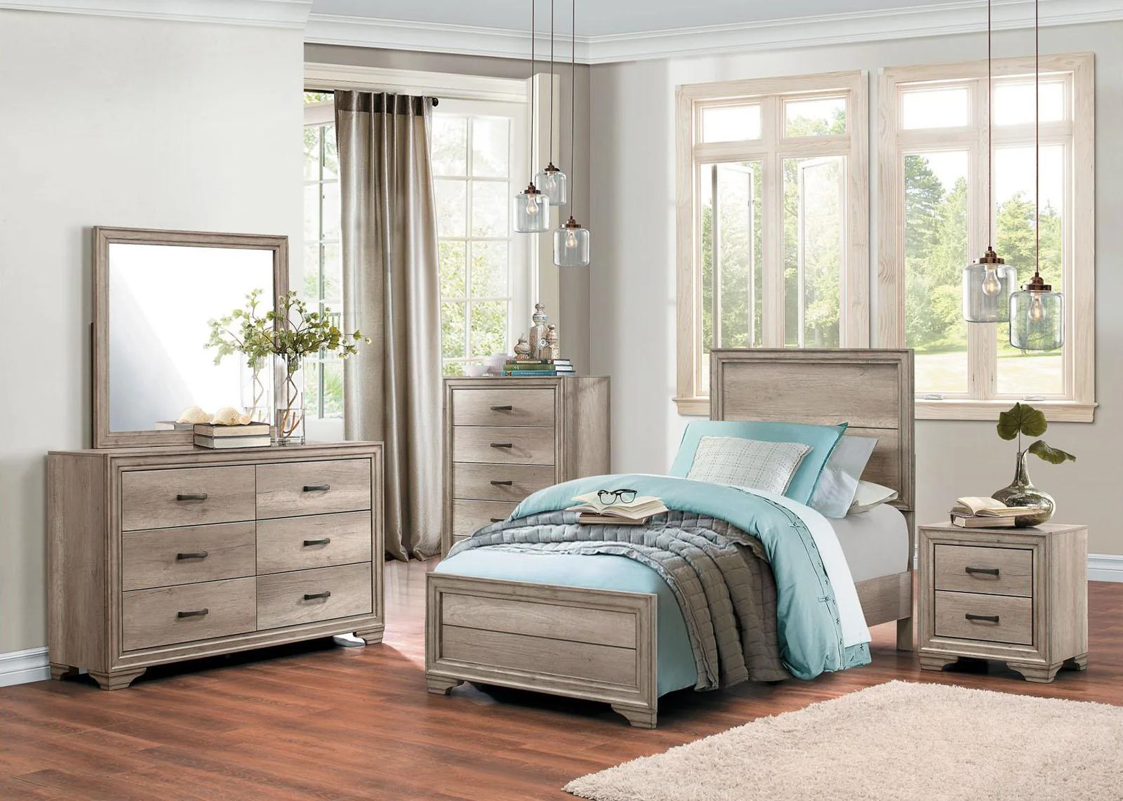 Lonan Twin Panel Bed in Natural 1955T-1 - Image 2