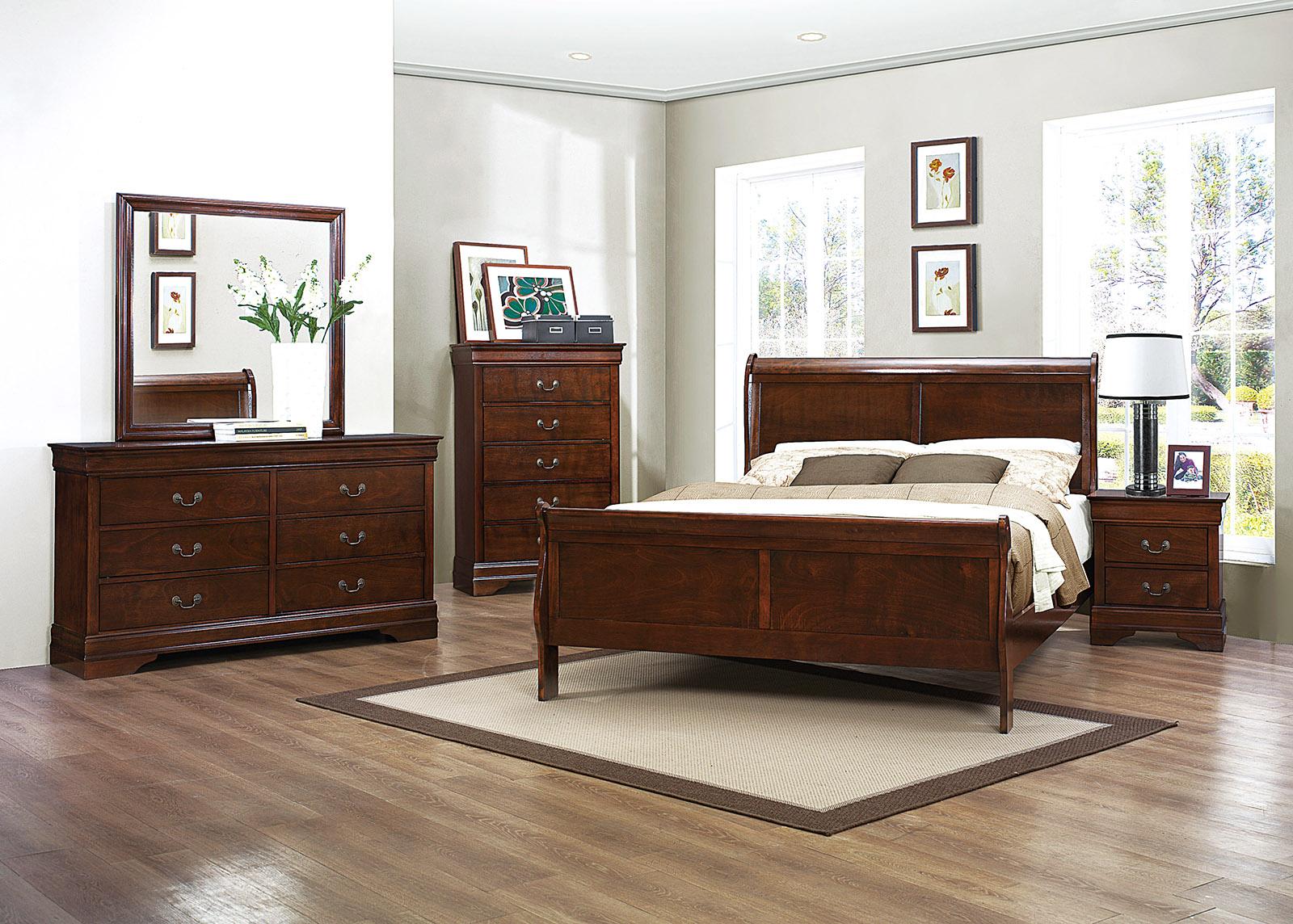 Mayville Queen Sleigh Bed in Brown Cherry 2147-1 - Image 3
