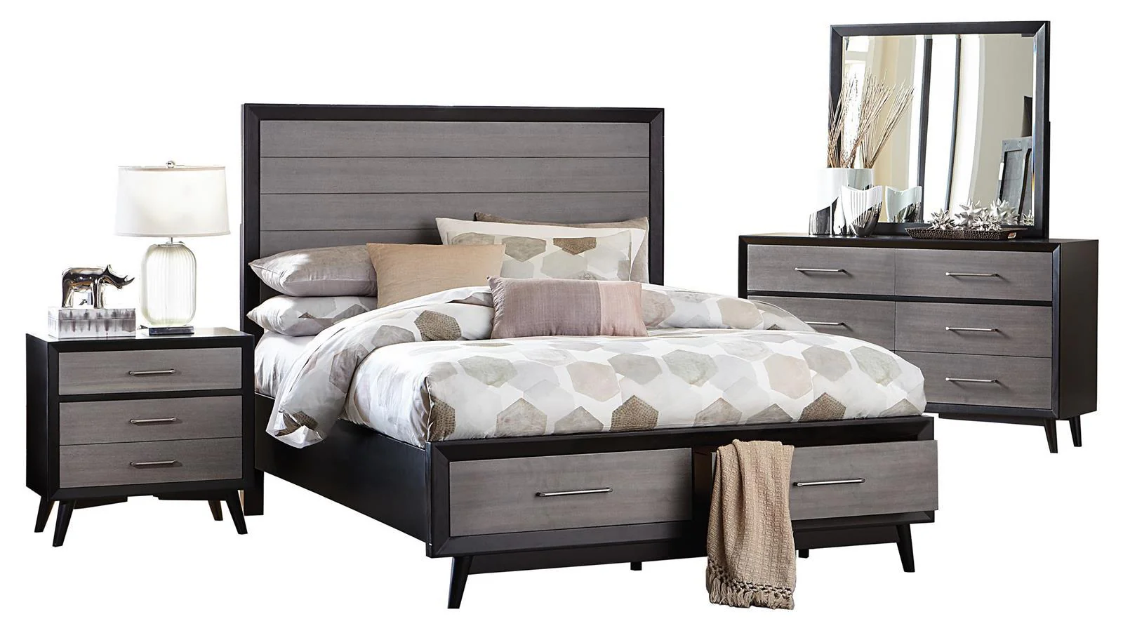 Raku 3 Drawer Nightstand in Gray 1711-4 - Image 2