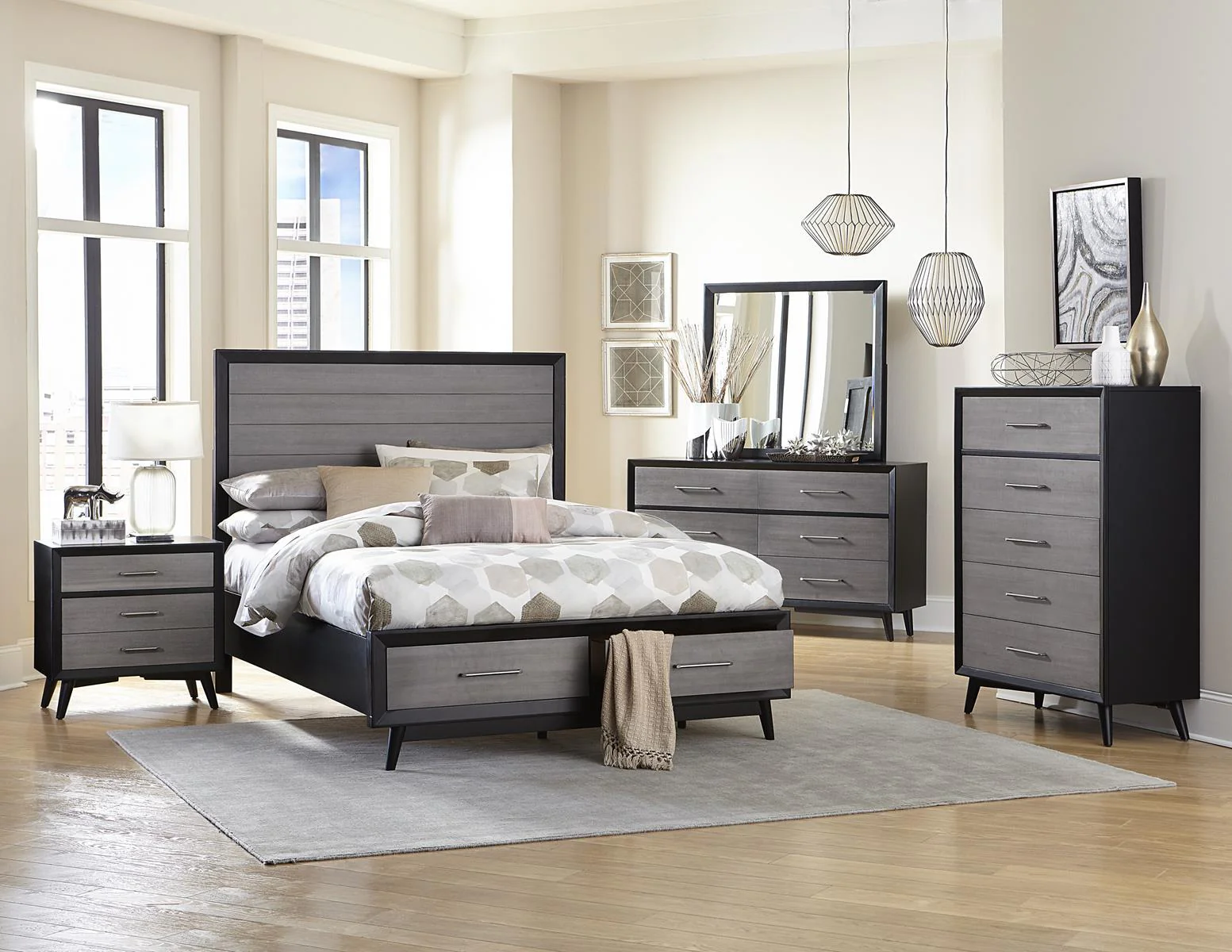 Raku Queen Storage Platform Bed in Gray 1711-1 - Image 3