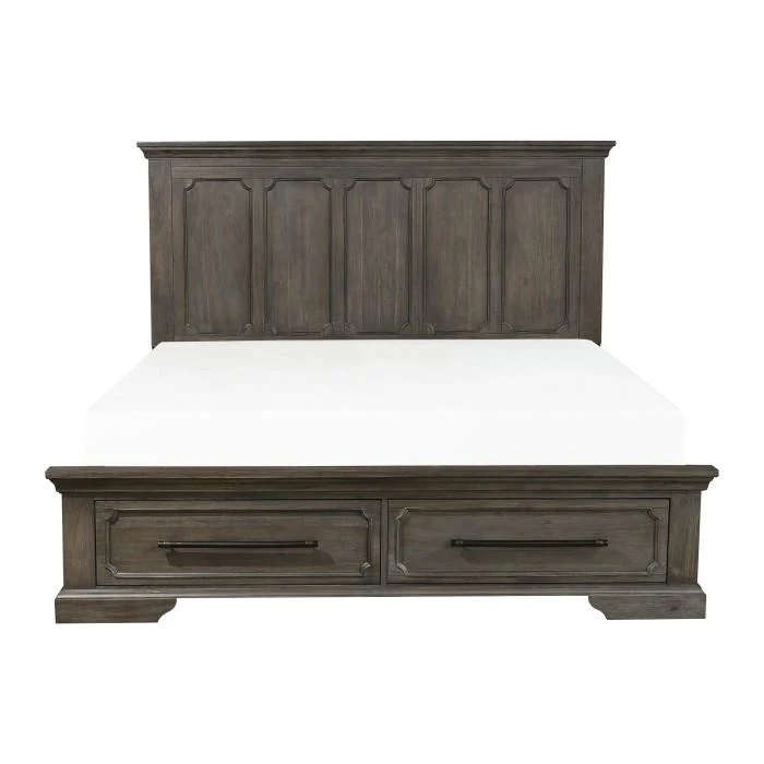 Taulon King Platform Bed with Footboard Storage in Dark Oak 5438K-1EK