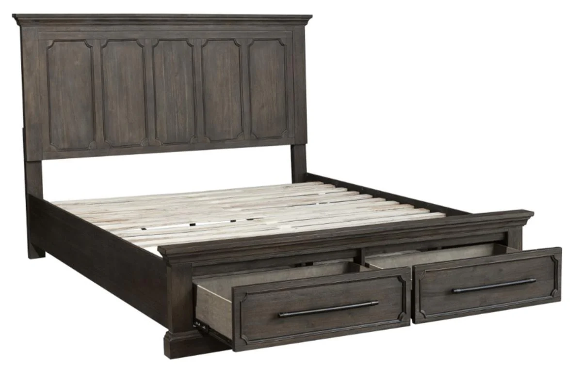 Taulon King Platform Bed with Footboard Storage in Dark Oak 5438K-1EK - Image 4