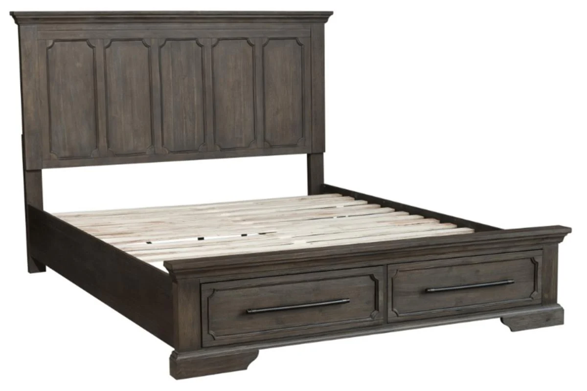 Taulon King Platform Bed with Footboard Storage in Dark Oak 5438K-1EK - Image 5
