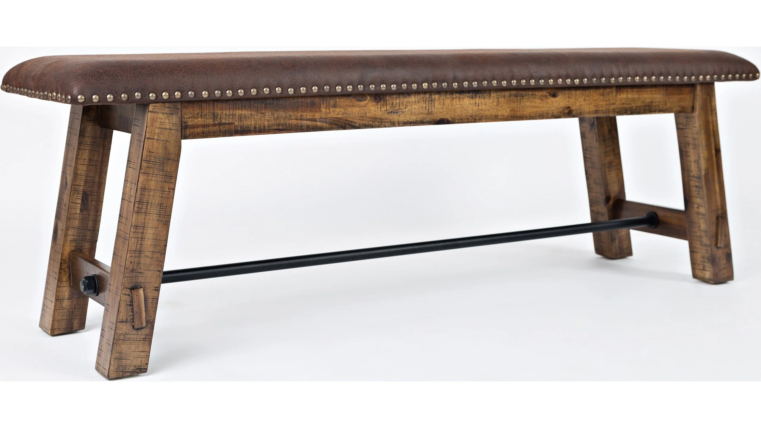 Jofran Cannon Valley Bench with Upholstered Seat in Medium Cool Tones - Image 3