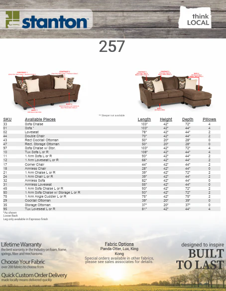 Stanton 257 Sofa Chaise - Shown in Panda Otter - Image 5