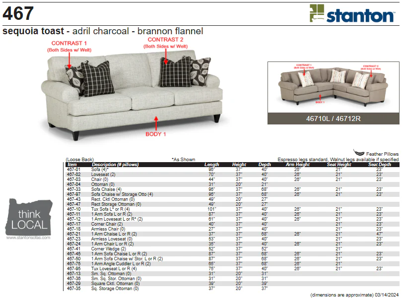 Stanton 467 Sectional - Shown in Peyton Slate - Image 3