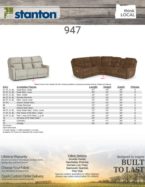 Stanton 947 Sectional – Shown in Polo Club Java - Image 4