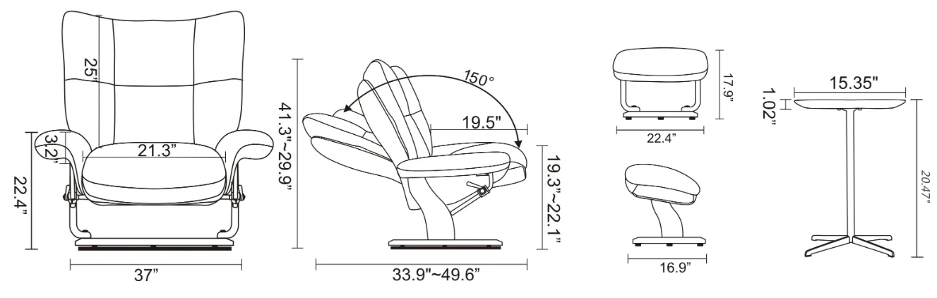 Solace - Stressless Recliner with Ottoman by Benchmaster - Image 7