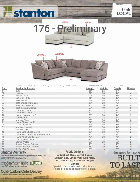 Stanton 176 Sectional - Shown in Vergara Sterling - Image 5