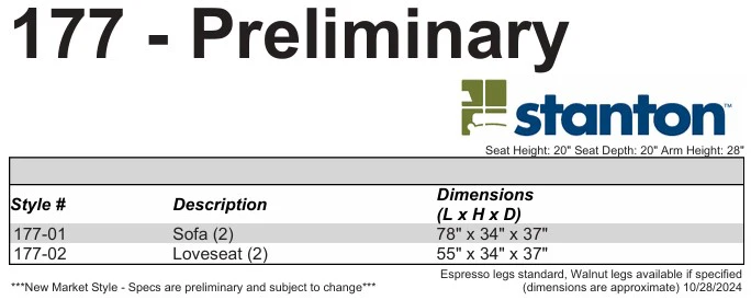 Stanton 177 Sofa - Shown in Lush Papaya - Image 4