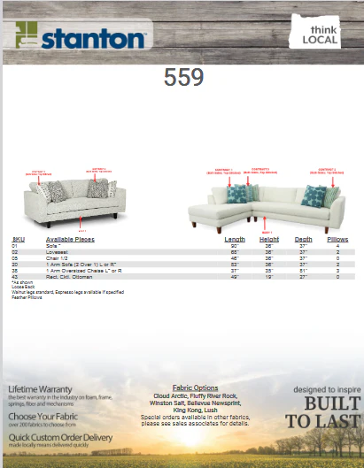 Stanton 559 Sofa - Shown in Bellevue Newsprint - Image 4