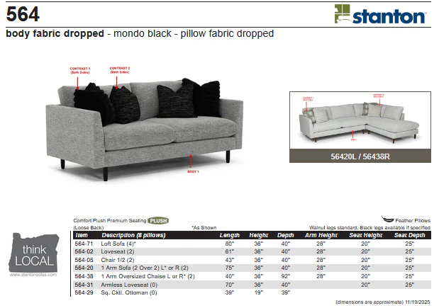 Stanton 564 Loft Sofa - Shown in Retreat Pepper Mondo - Image 4
