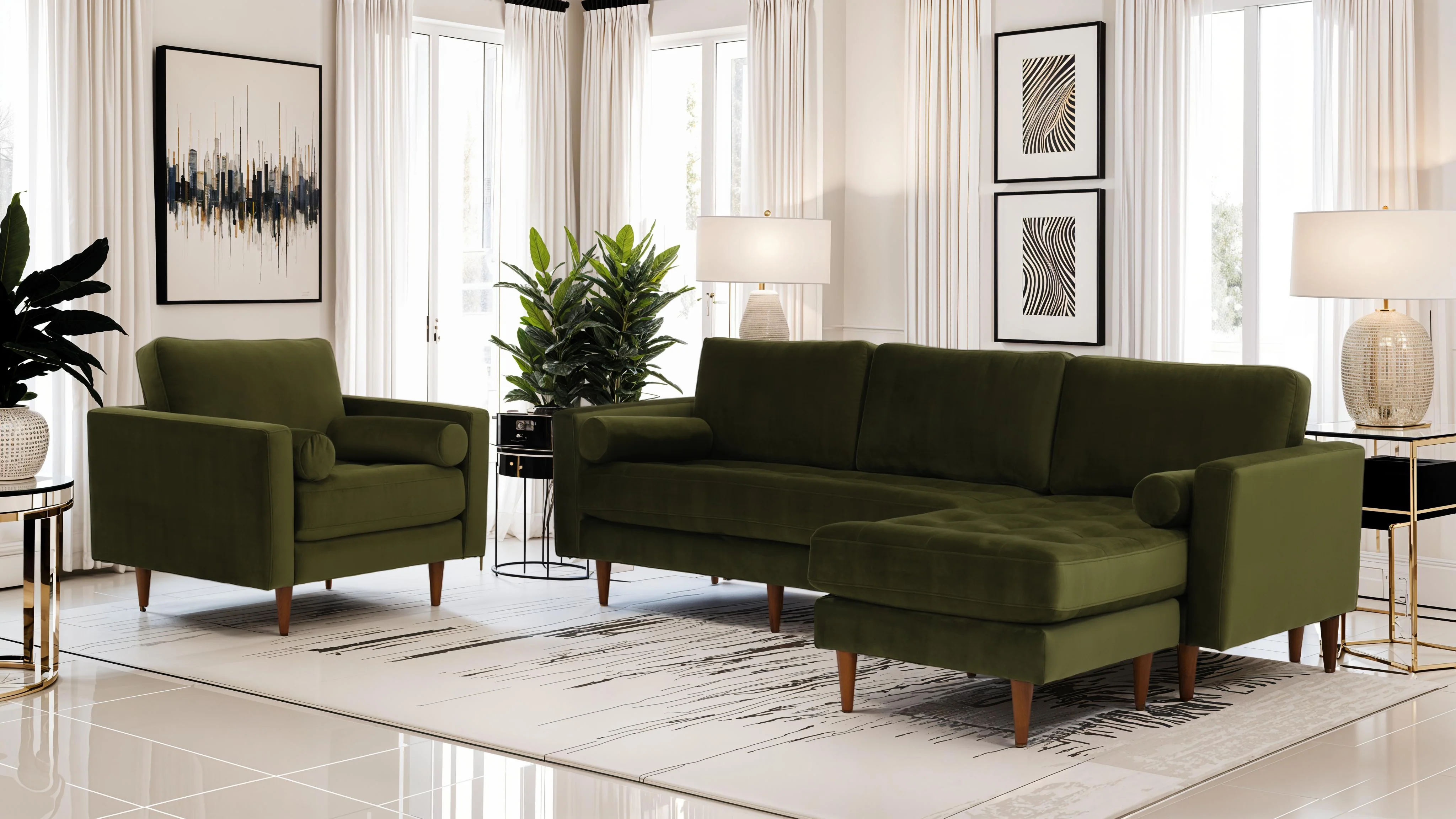 Stanton 633 Chaise Sofa - Shown in Vintage Moss - Image 9