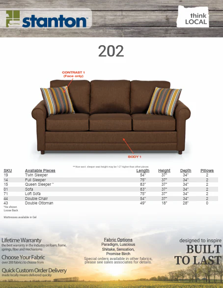 Stanton 202 Sofa Sleeper - Shown in Stoked Chocolate - Image 4