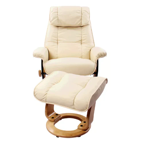 Ventura - Leather Stressless Recliner with Ottoman by Benchmaster - Image 3