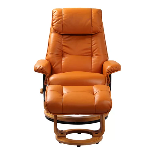 Ventura - Leather Stressless Recliner with Ottoman by Benchmaster - Image 7