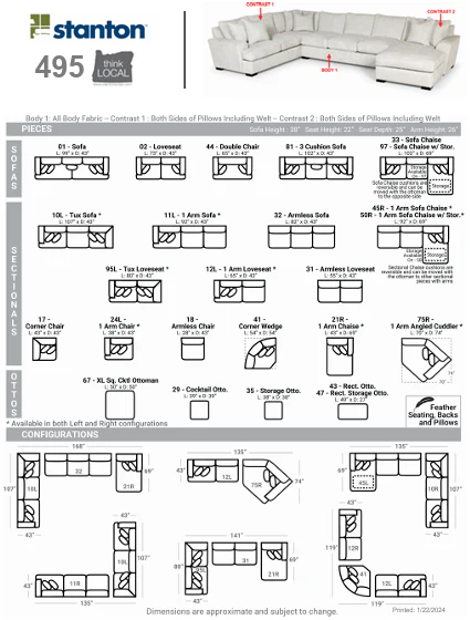 Stanton Furniture 495 Sectional - Shown in Zaftig Parchment - Image 4